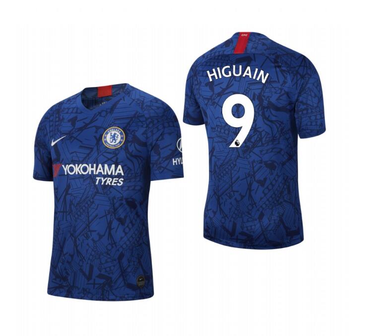 Men's Chelsea #9 Gonzalo Higuain Blue 2019 Soccer Club Home Jersey